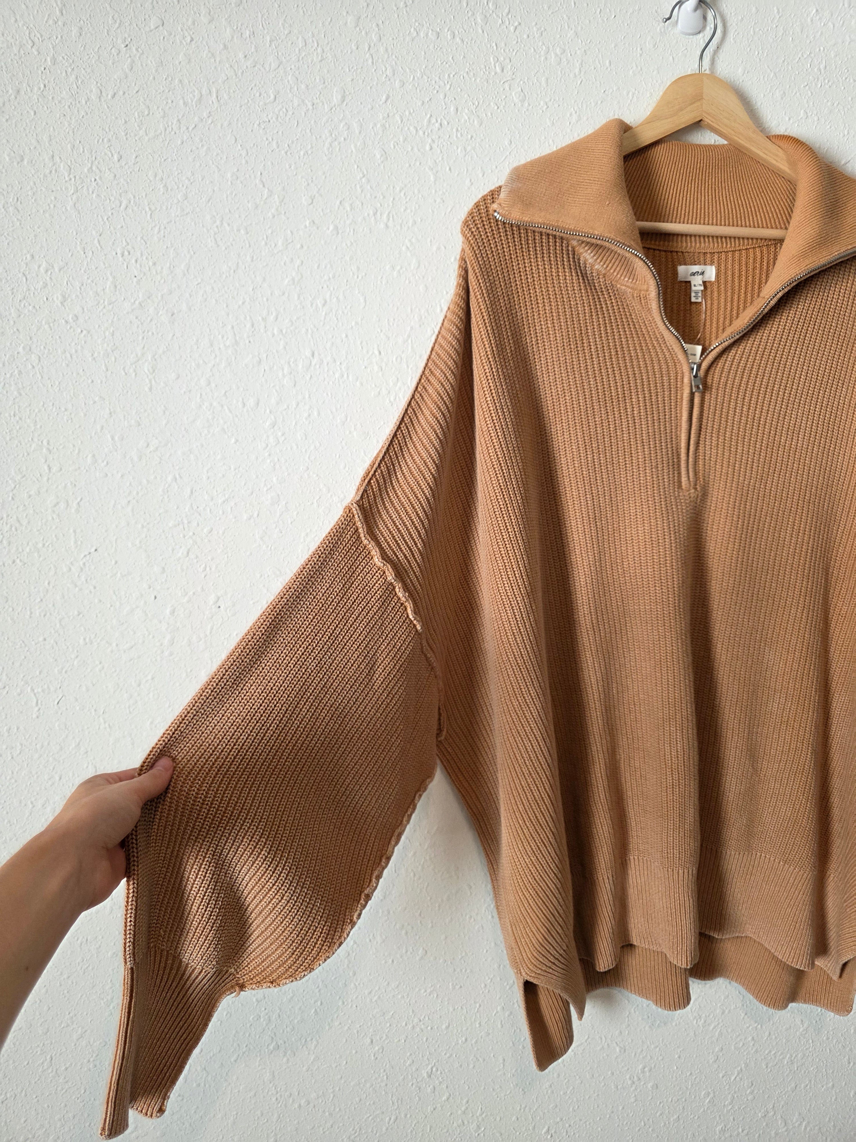 NEW Aerie Ribbed Quarter Zip Sweater (XL)