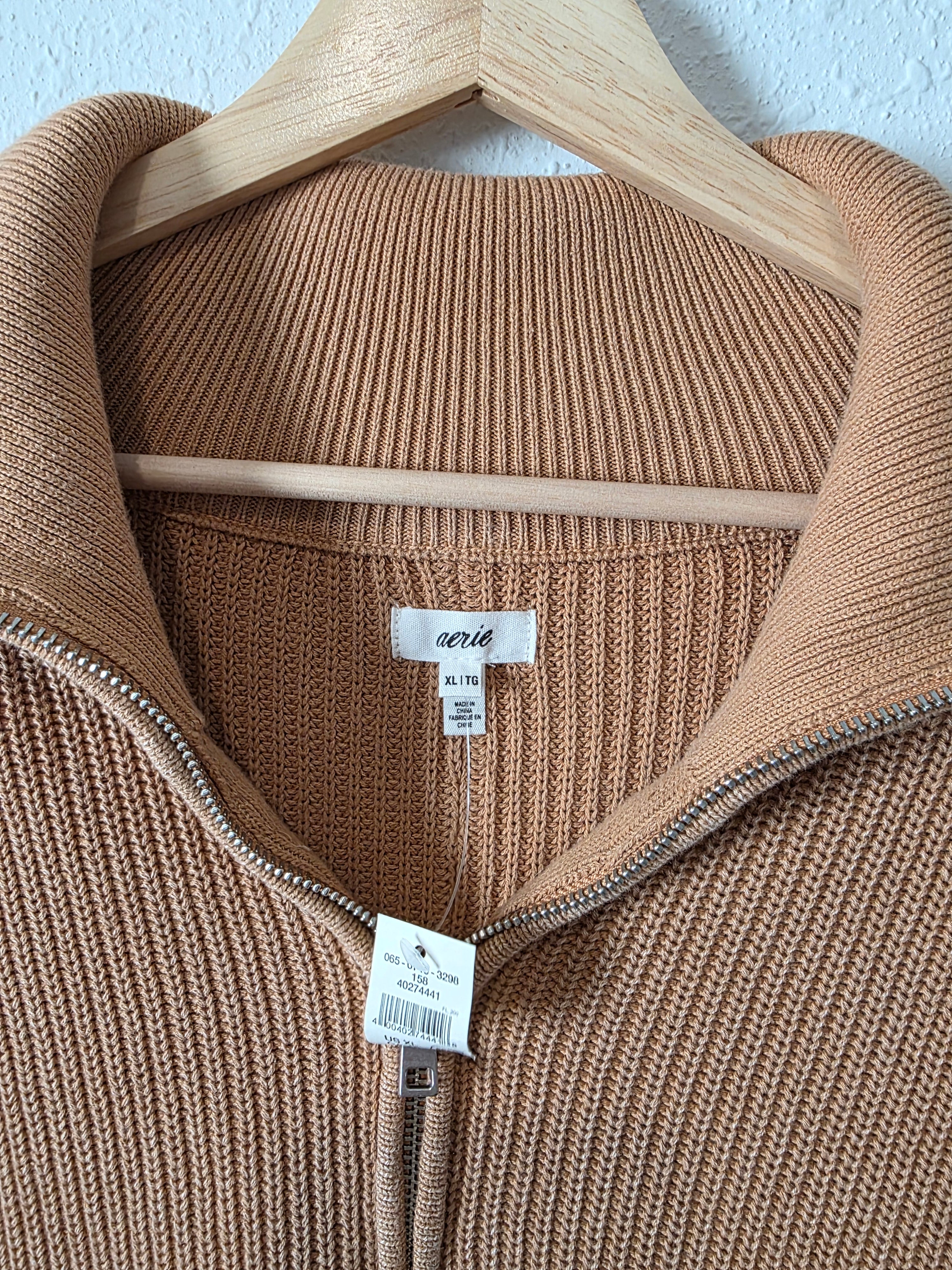 NEW Aerie Ribbed Quarter Zip Sweater (XL)