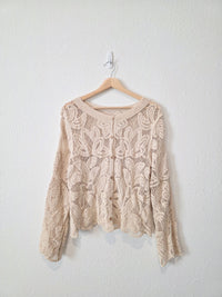 Neutral Crochet Button Up Top (M)