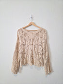 Neutral Crochet Button Up Top (M)