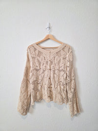 Neutral Crochet Button Up Top (M)