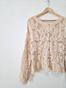 Neutral Crochet Button Up Top (M)