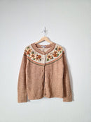 Vintage Floral Embroidered Cardigan (S/M)
