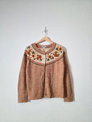 Vintage Floral Embroidered Cardigan (S/M)