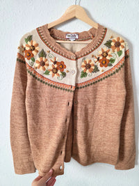 Vintage Floral Embroidered Cardigan (S/M)