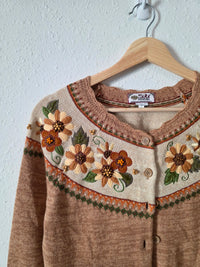 Vintage Floral Embroidered Cardigan (S/M)