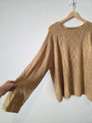 Neutral Cable Knit Sweater (XXL)