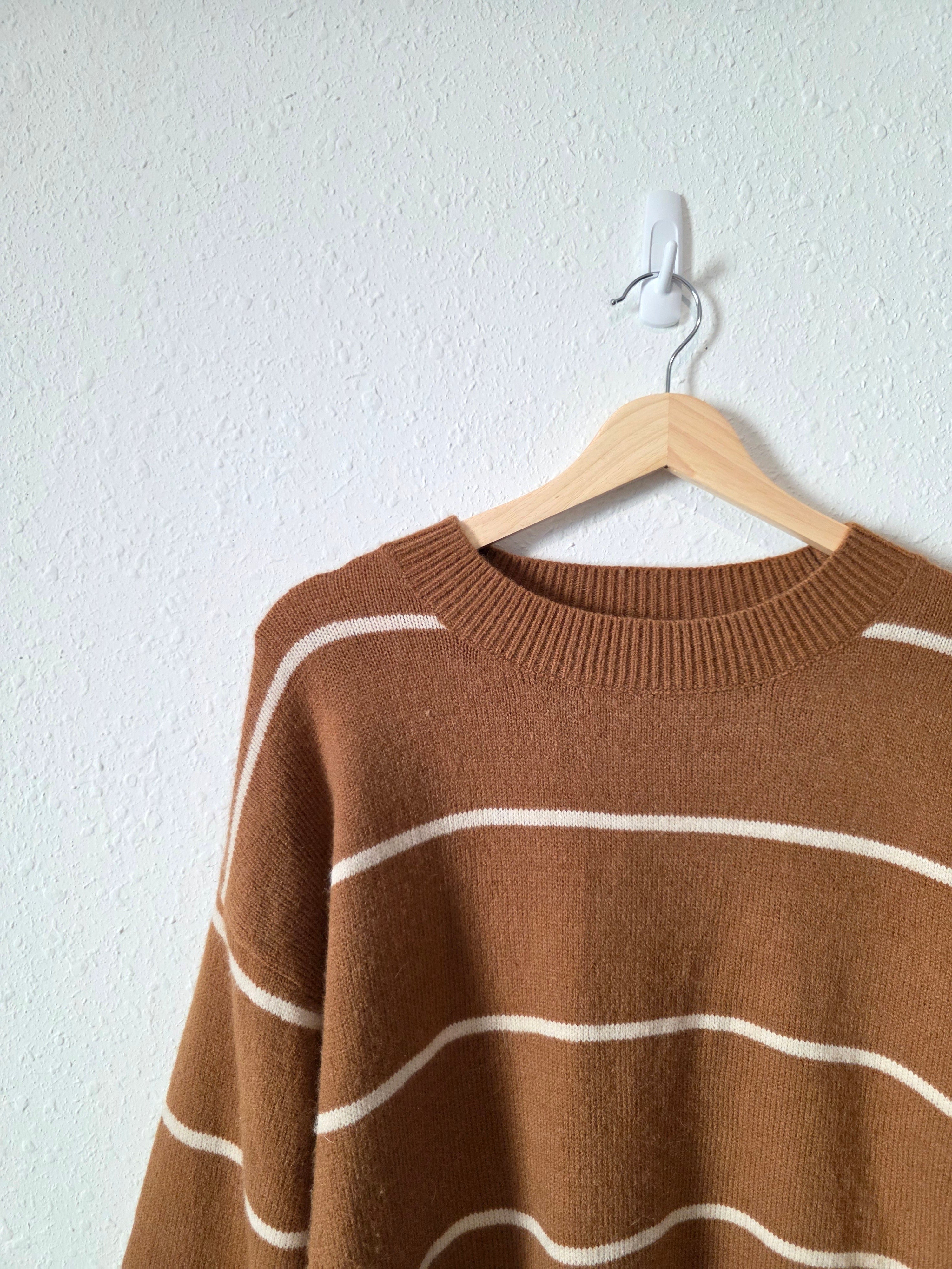 La Miel Brown Striped Sweater (L)