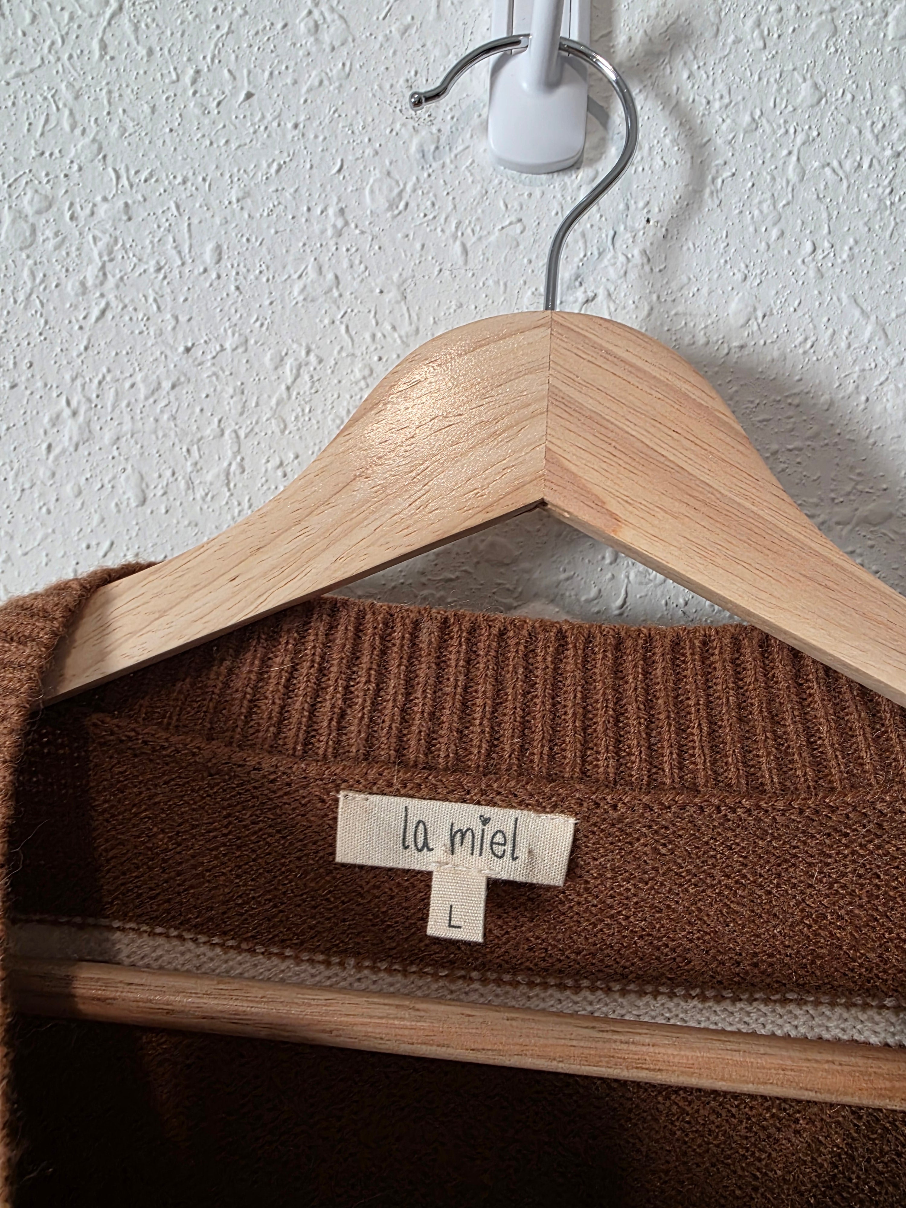 La Miel Brown Striped Sweater (L)