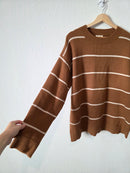 La Miel Brown Striped Sweater (L)