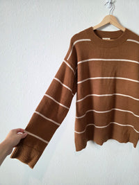 La Miel Brown Striped Sweater (L)