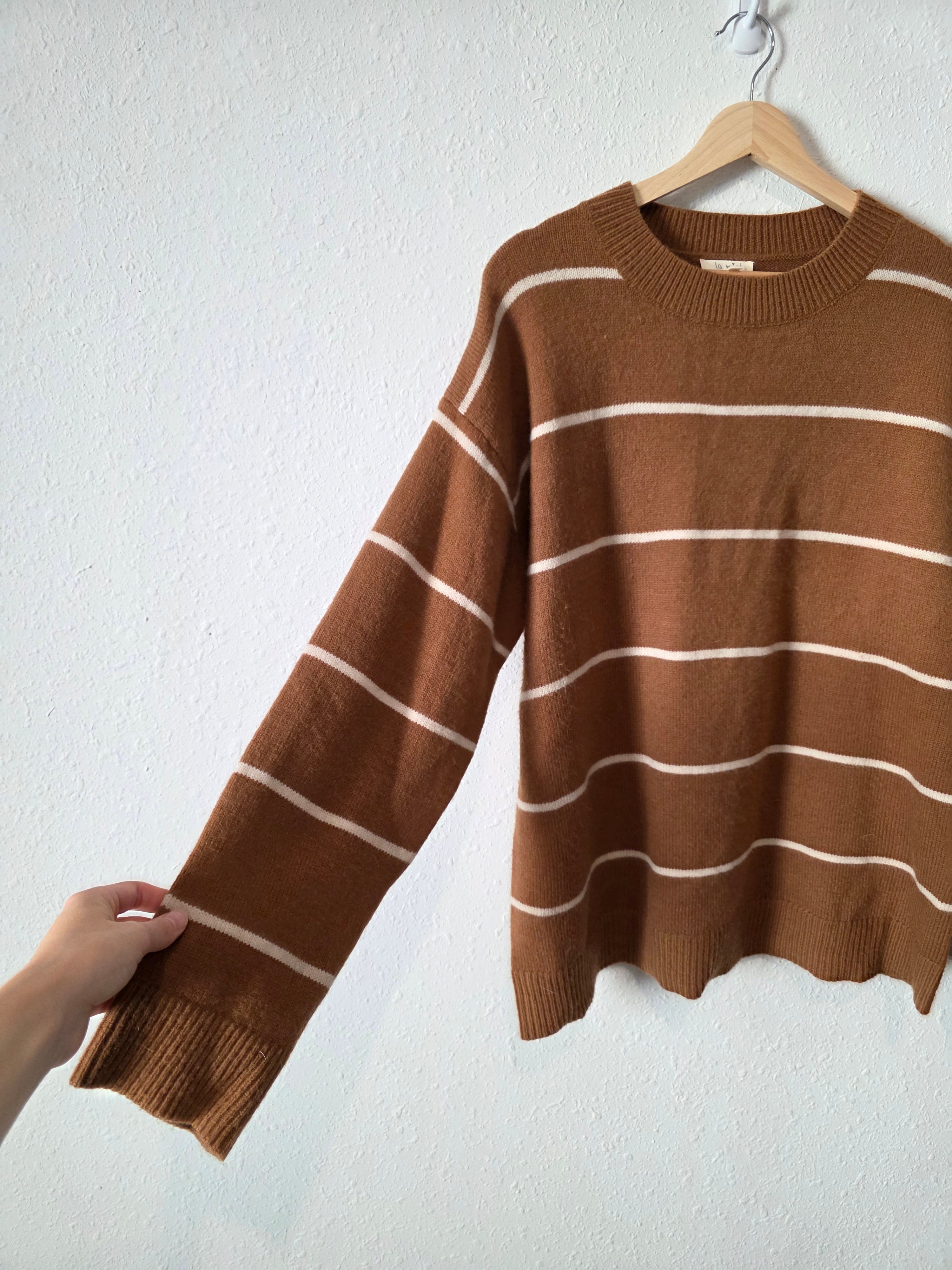 La Miel Brown Striped Sweater (L)