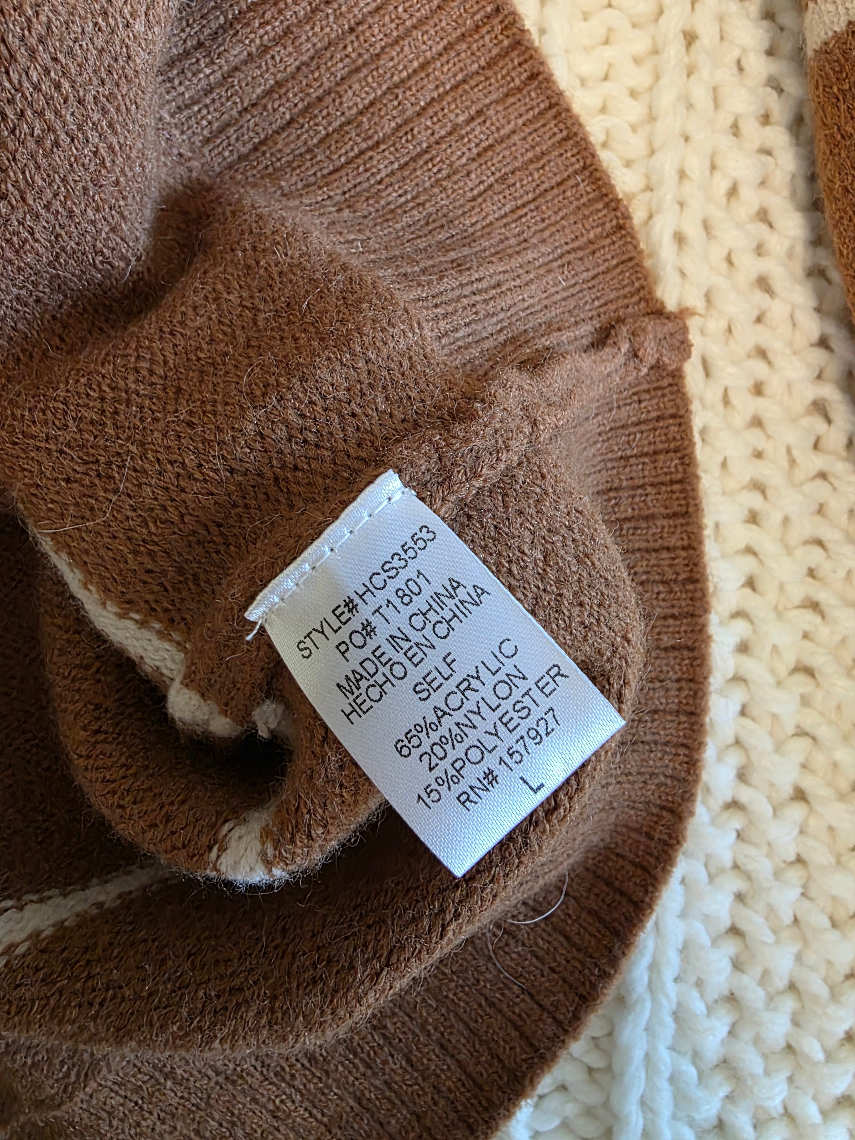 La Miel Brown Striped Sweater (L)