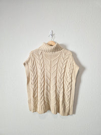 Cable Knit Turtleneck Sweater Vest (S)