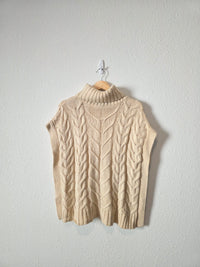Cable Knit Turtleneck Sweater Vest (S)