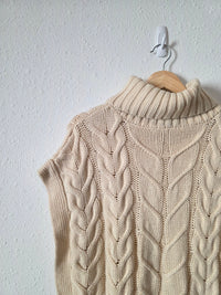 Cable Knit Turtleneck Sweater Vest (S)
