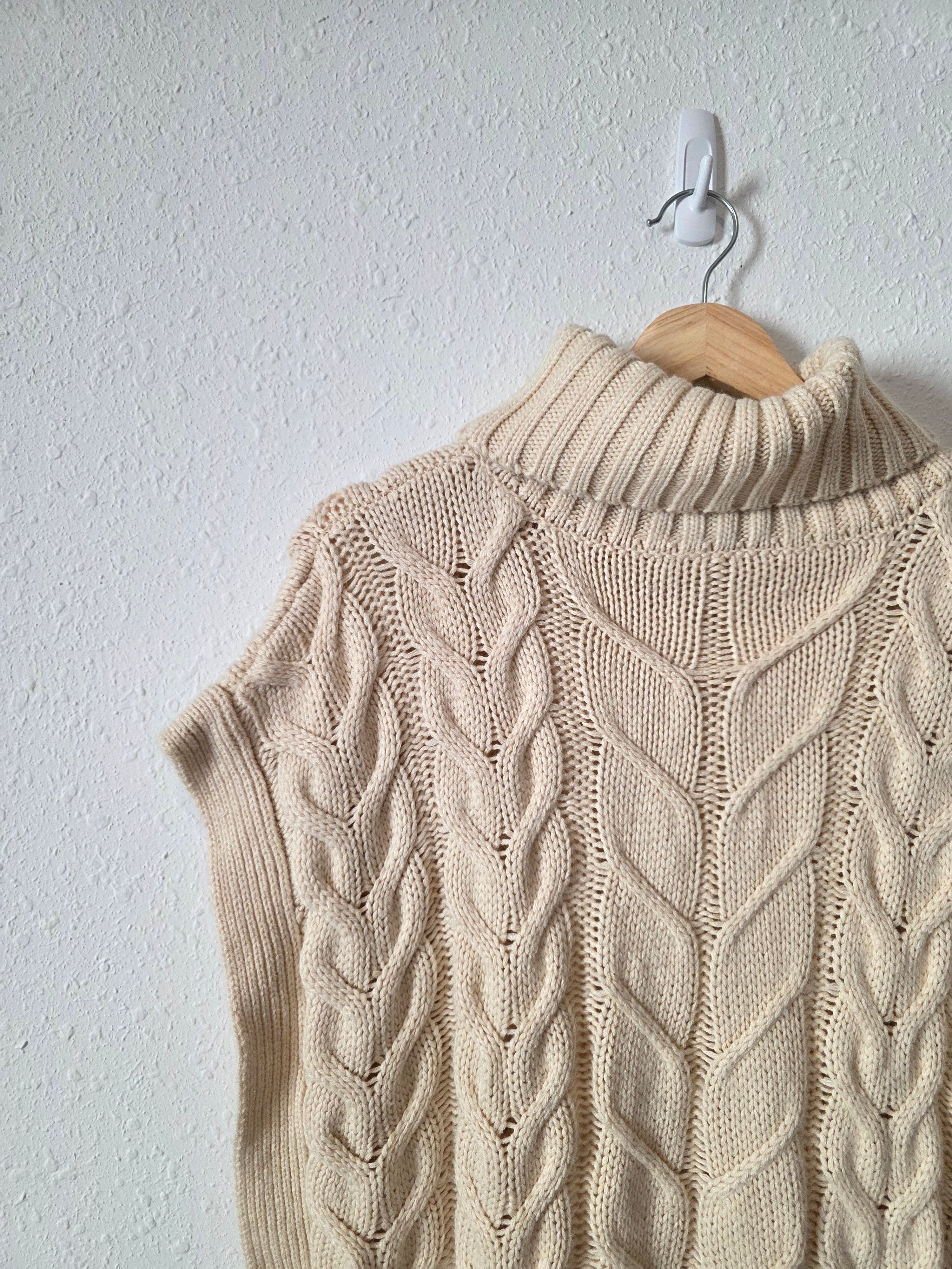 Cable Knit Turtleneck Sweater Vest (S)