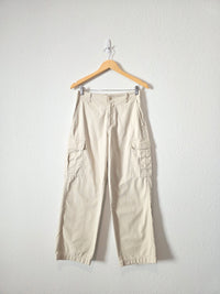 Neutral Wide Leg Cargo Pants (S)