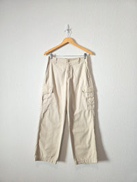 Neutral Wide Leg Cargo Pants (S)