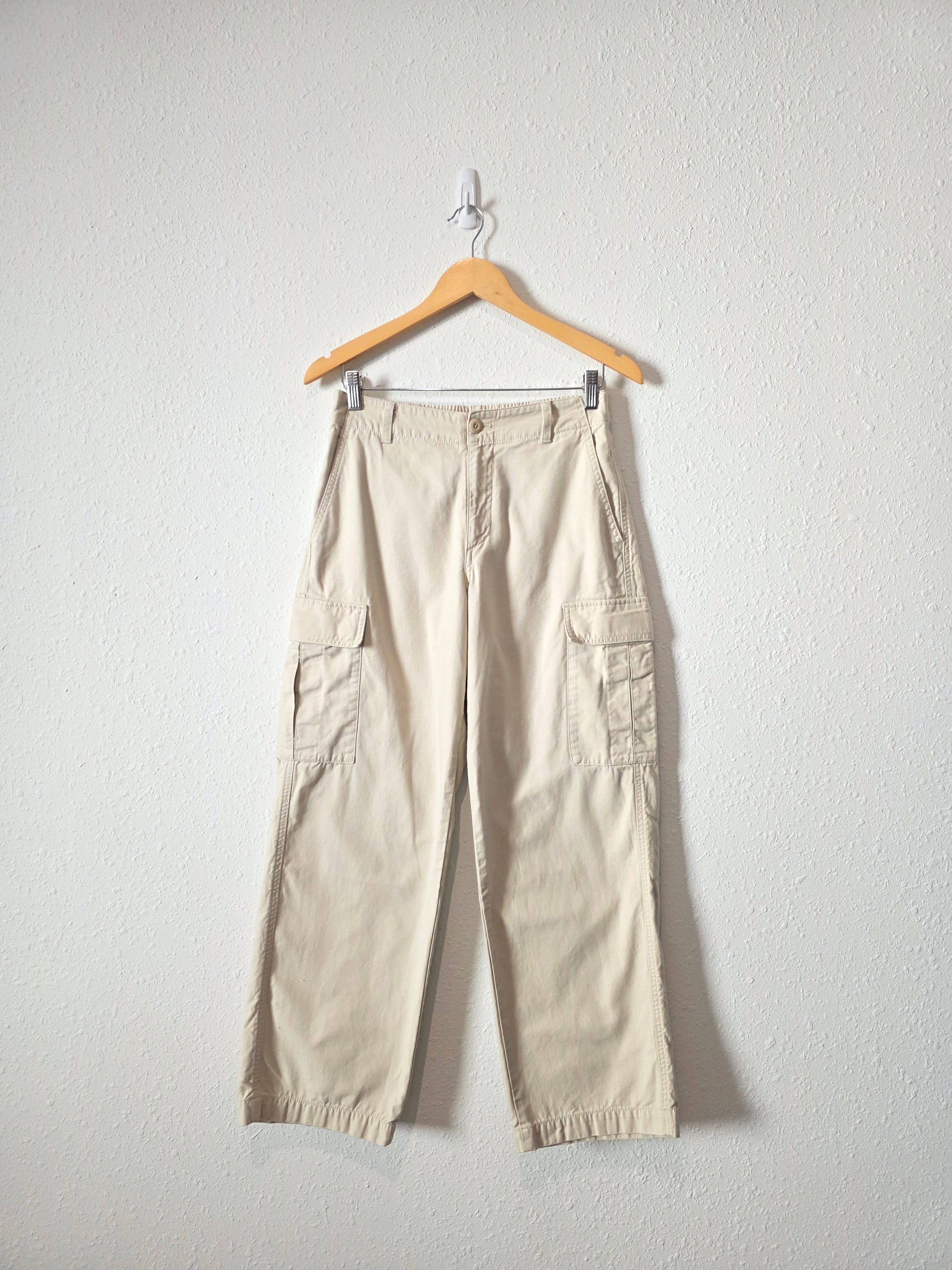Neutral Wide Leg Cargo Pants (S)