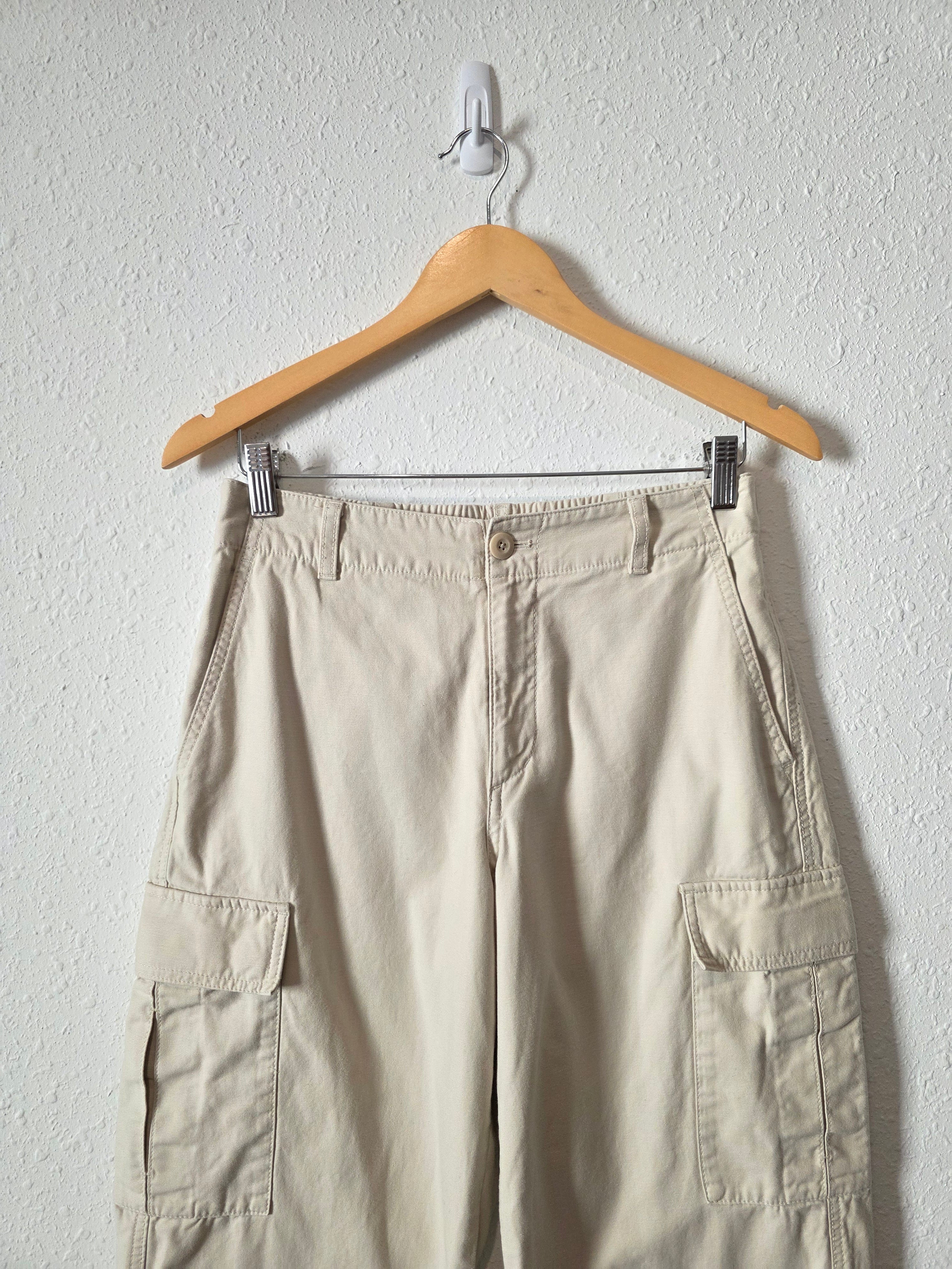 Neutral Wide Leg Cargo Pants (S)