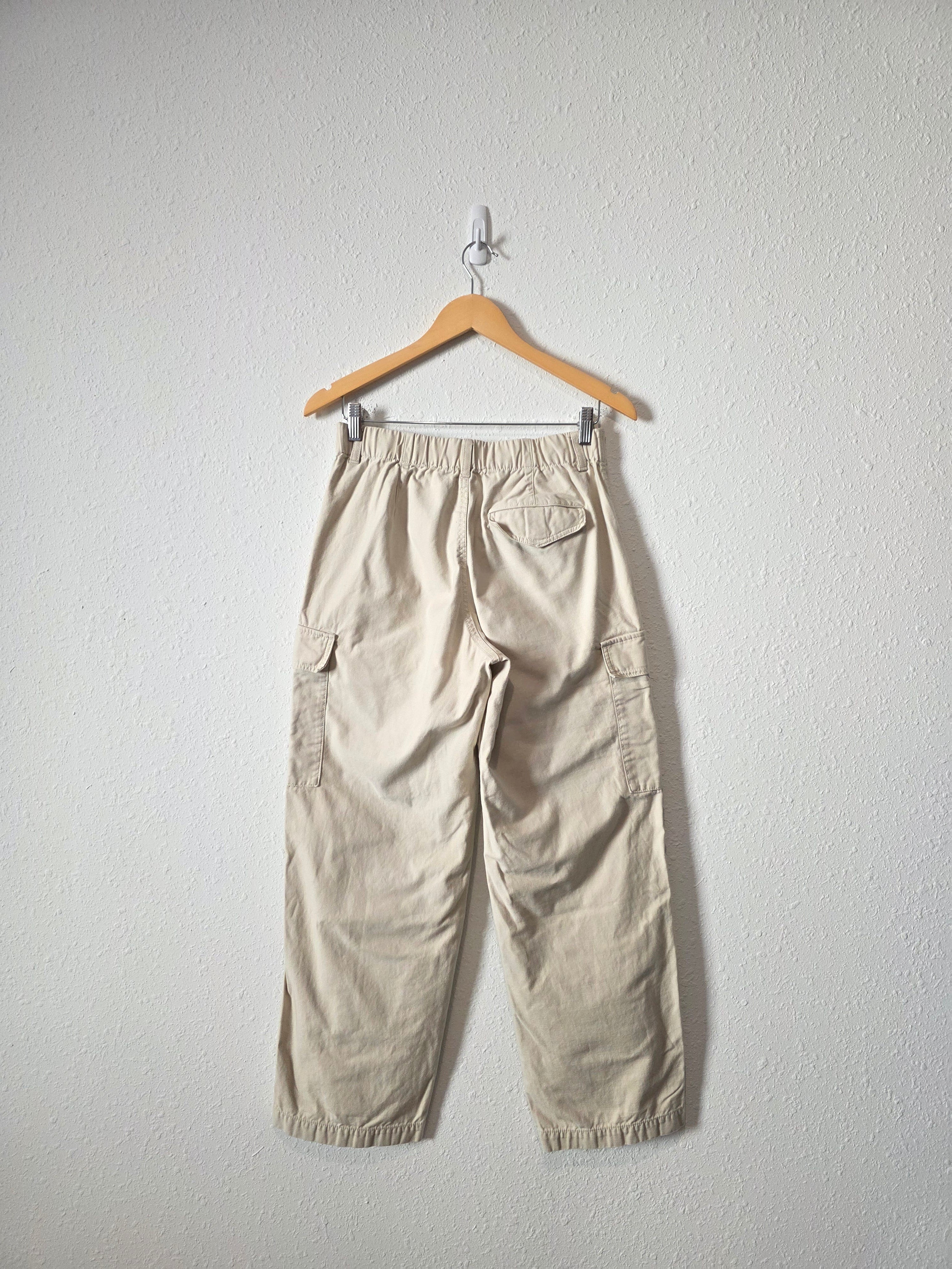 Neutral Wide Leg Cargo Pants (S)