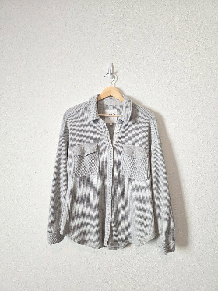Aerie Gray Waffle Shirt Jacket (S)
