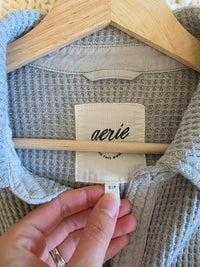 Aerie Gray Waffle Shirt Jacket (S)