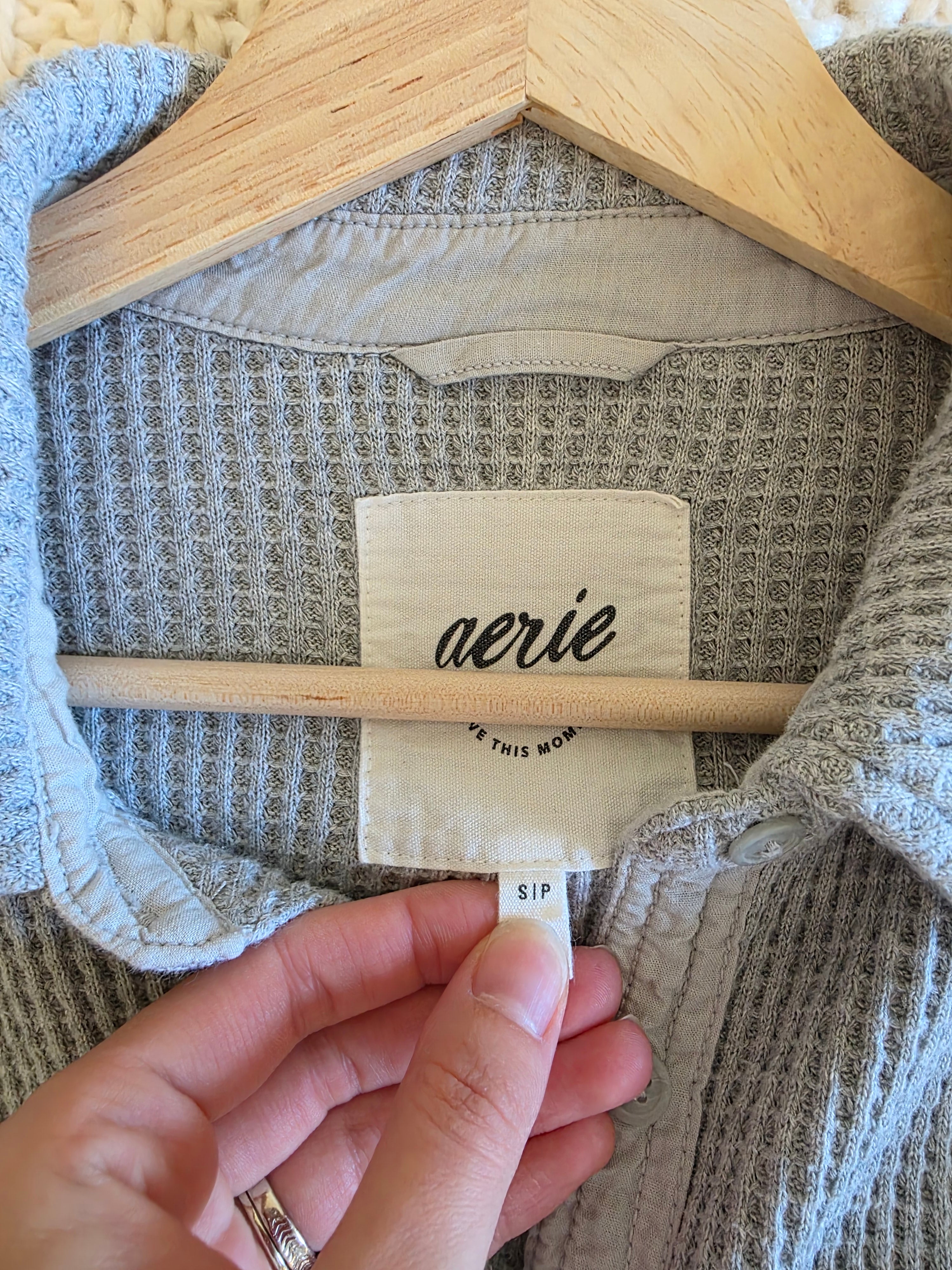Aerie Gray Waffle Shirt Jacket (S)