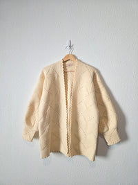 Vintage Handknit Chunky Crochet Cardigan (S/M)