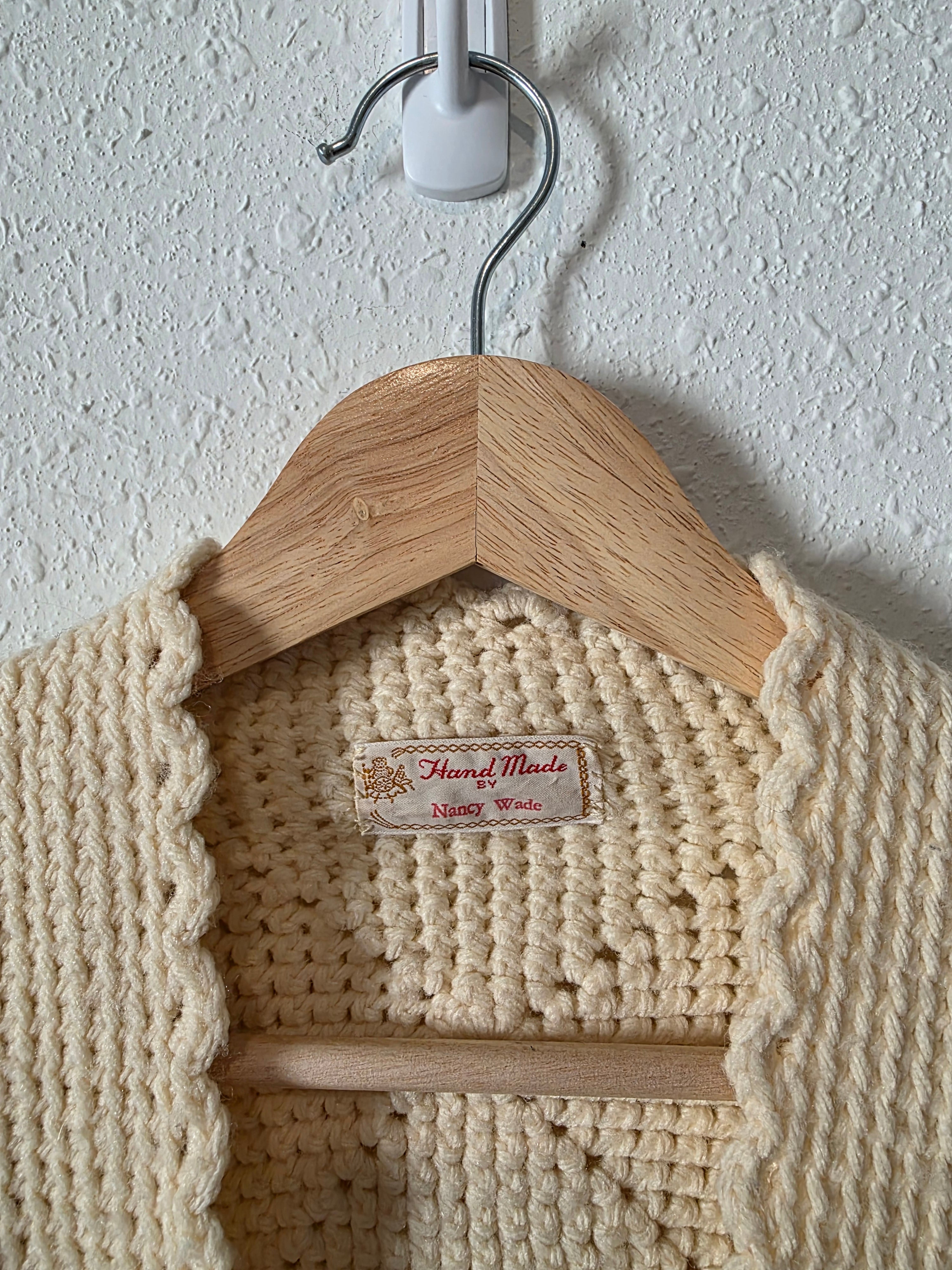 Vintage Handknit Chunky Crochet Cardigan (S/M)