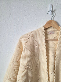 Vintage Handknit Chunky Crochet Cardigan (S/M)