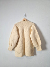 Vintage Handknit Chunky Crochet Cardigan (S/M)