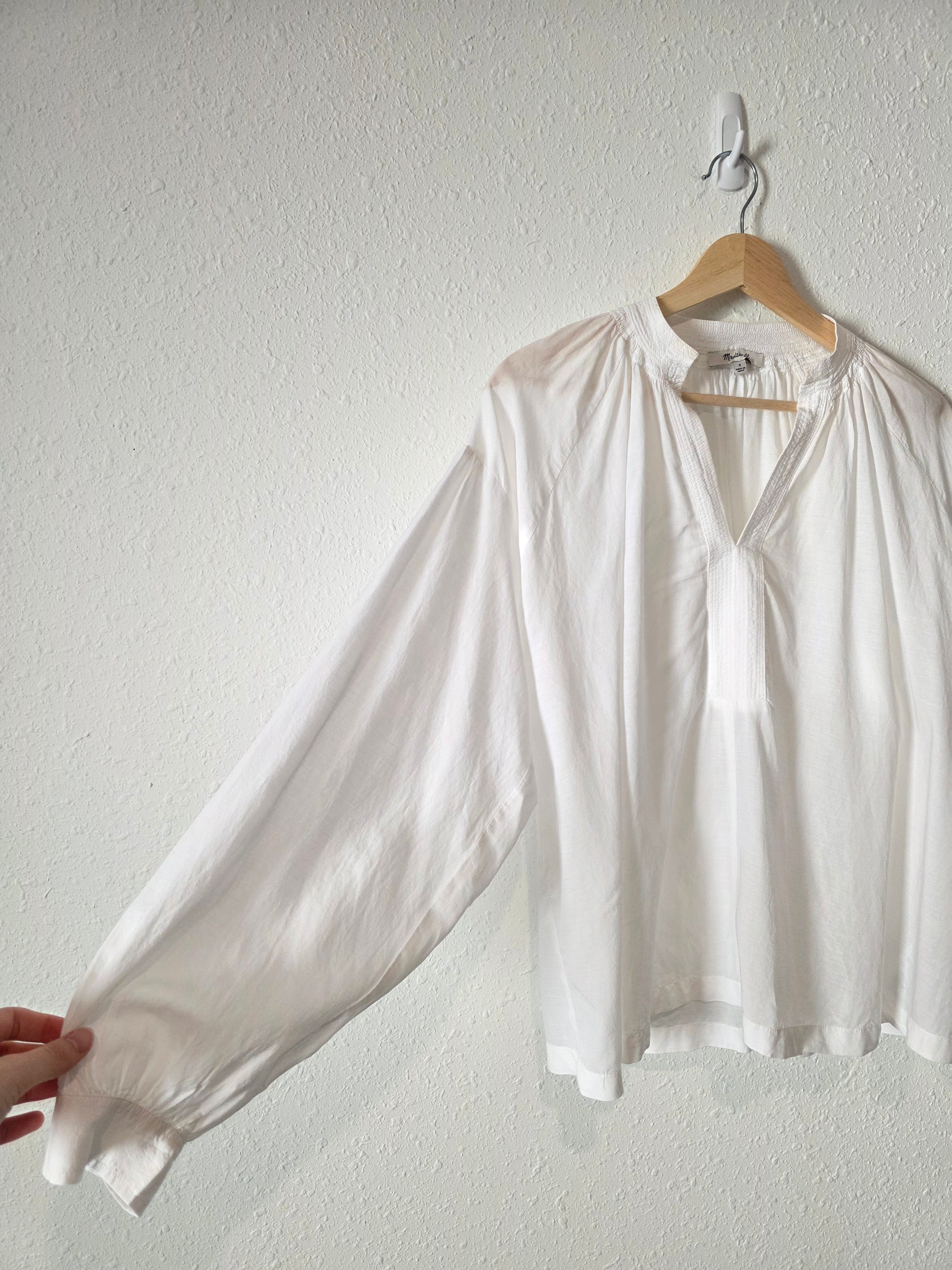 Madewell White Puff Sleeve Blouse (S)