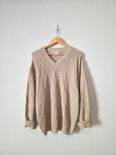 Vintage Cotton Linen Cable Knit Sweater (L)