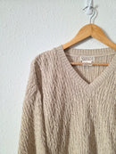 Vintage Cotton Linen Cable Knit Sweater (L)