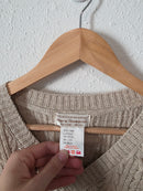 Vintage Cotton Linen Cable Knit Sweater (L)