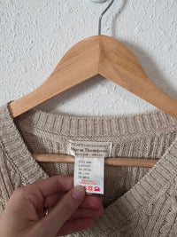 Vintage Cotton Linen Cable Knit Sweater (L)