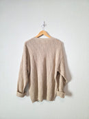 Vintage Cotton Linen Cable Knit Sweater (L)