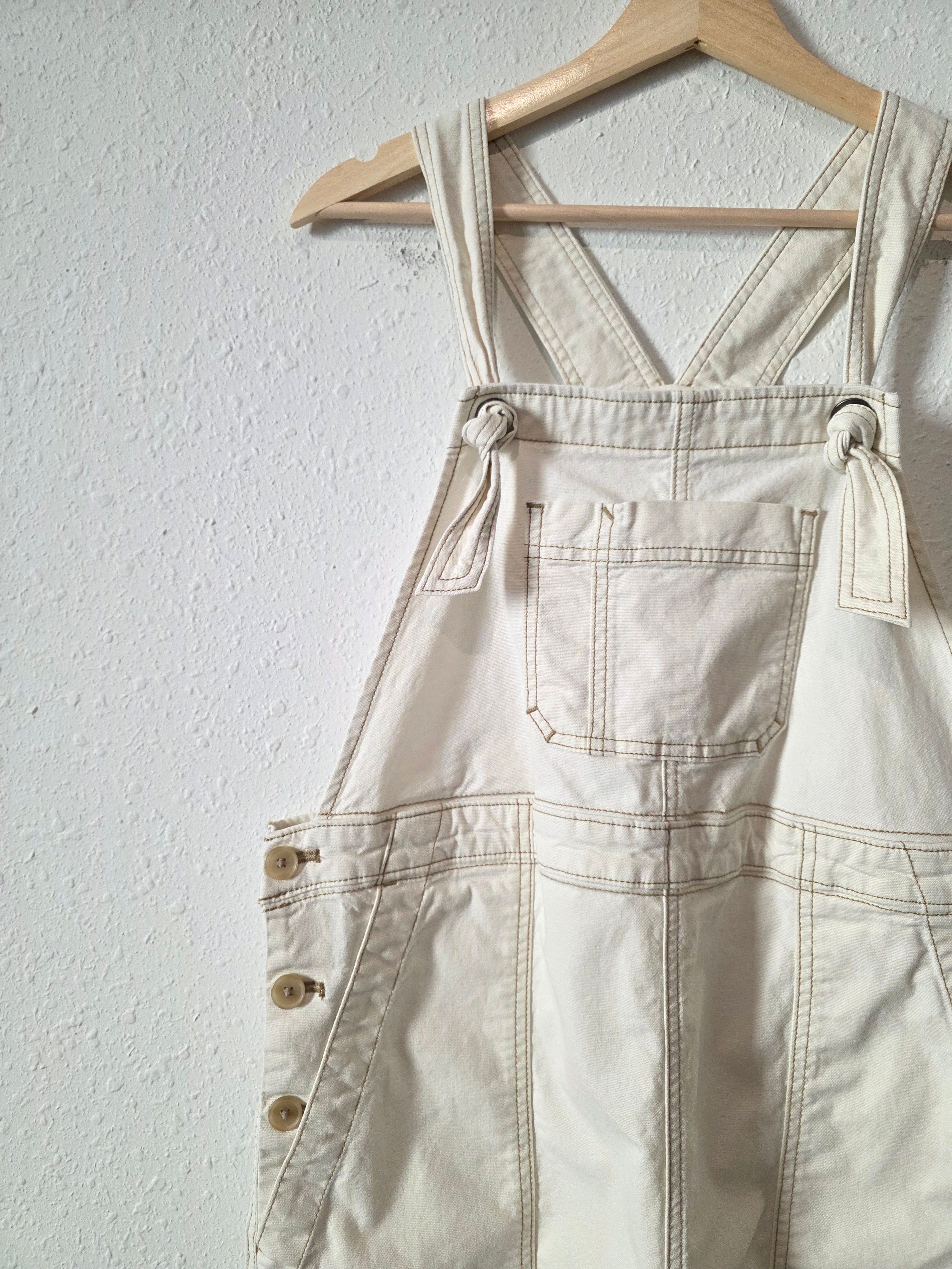 Gap Ecru Relaxed Crop Overalls (M)