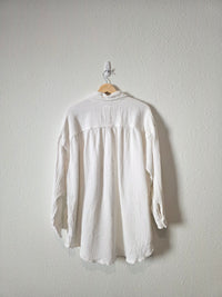 Aerie White Cotton Gauze Button Up (L)