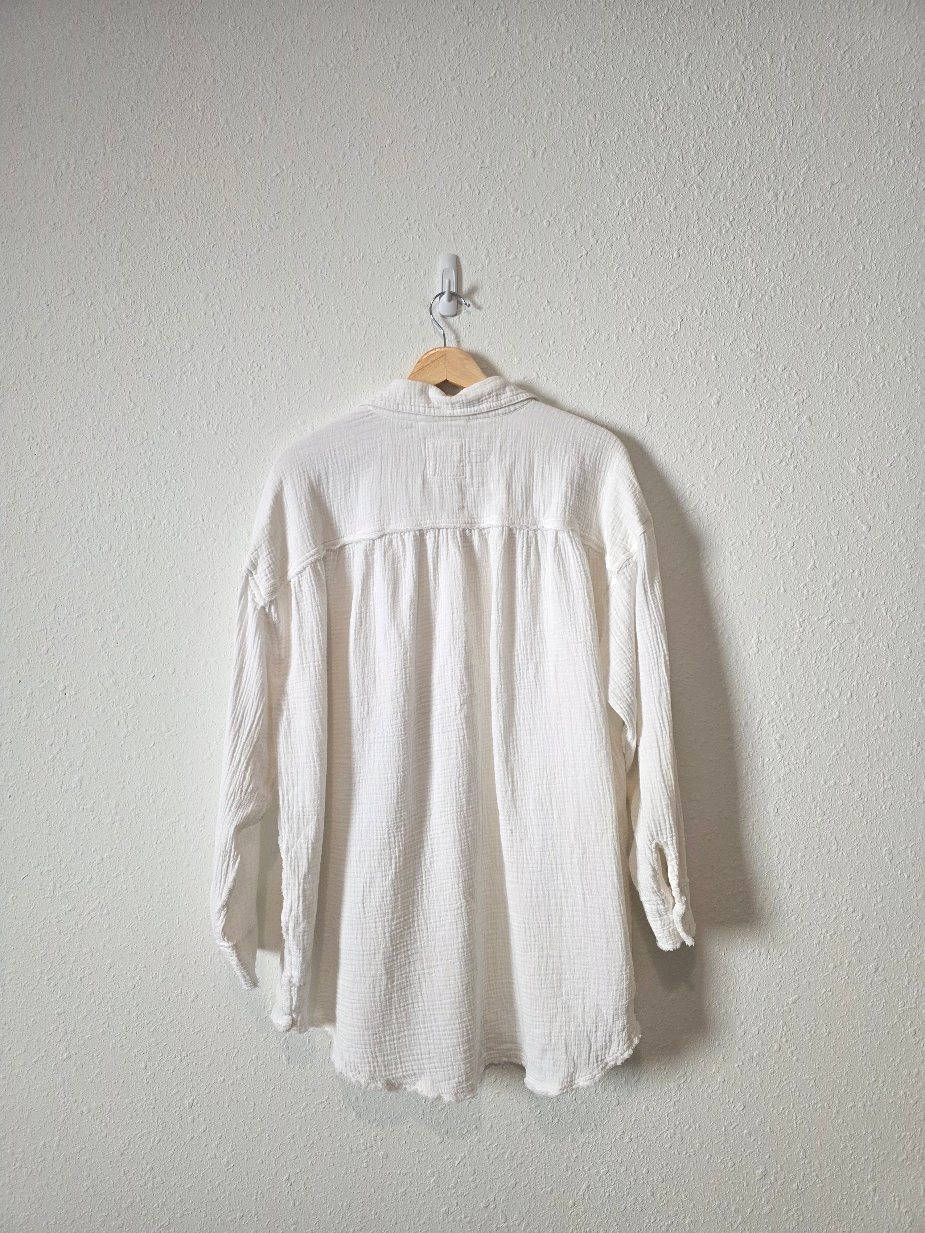 Aerie White Cotton Gauze Button Up (L)