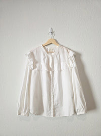 White Linen Cotton Puff Sleeve Blouse (XL)