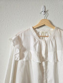 White Linen Cotton Puff Sleeve Blouse (XL)