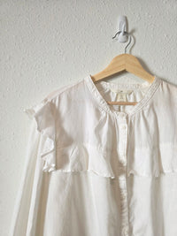 White Linen Cotton Puff Sleeve Blouse (XL)