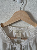 White Linen Cotton Puff Sleeve Blouse (XL)