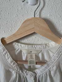 White Linen Cotton Puff Sleeve Blouse (XL)