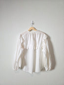 White Linen Cotton Puff Sleeve Blouse (XL)
