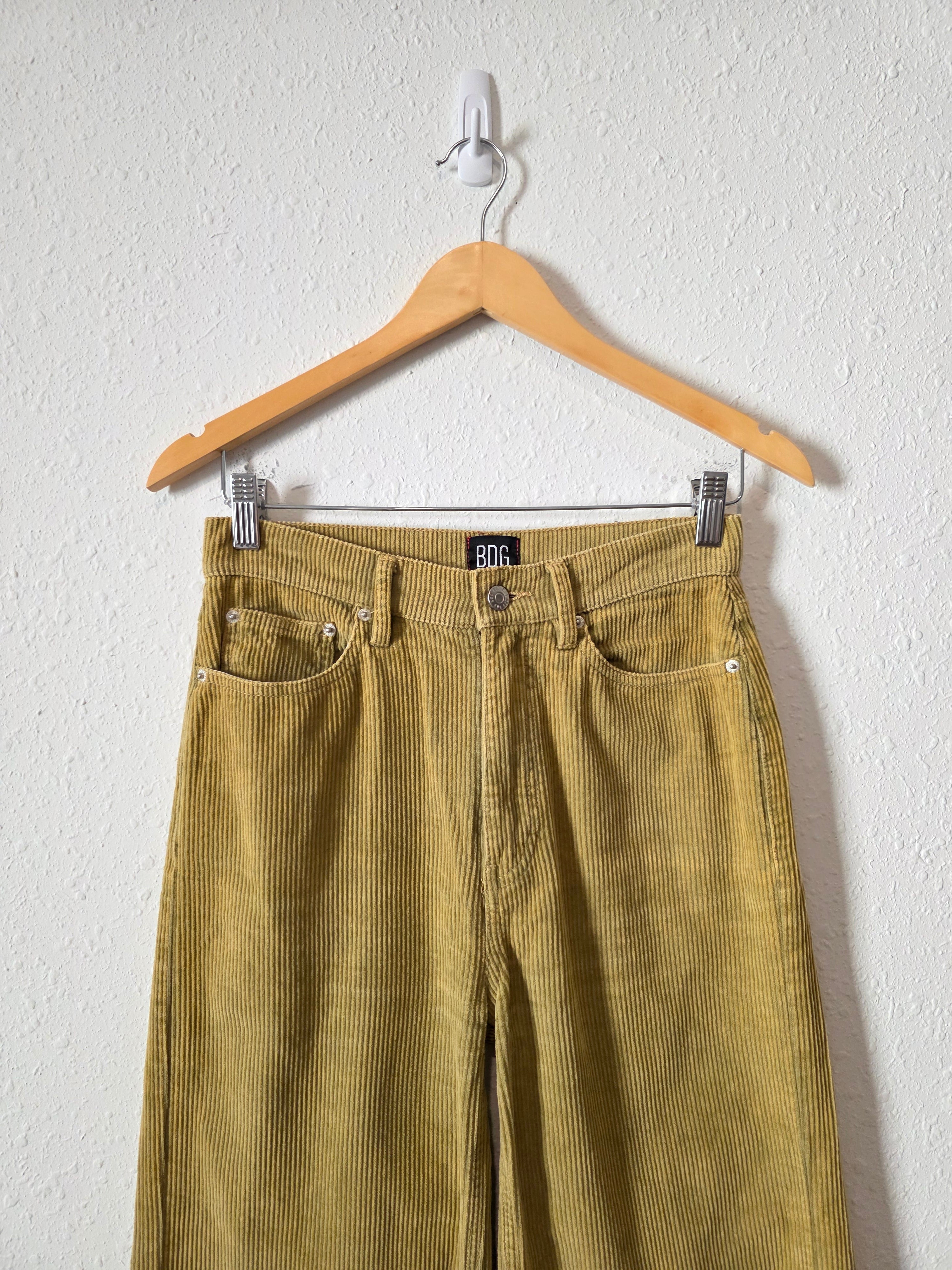 Chartreuse Wide Leg Cord Jeans (25)