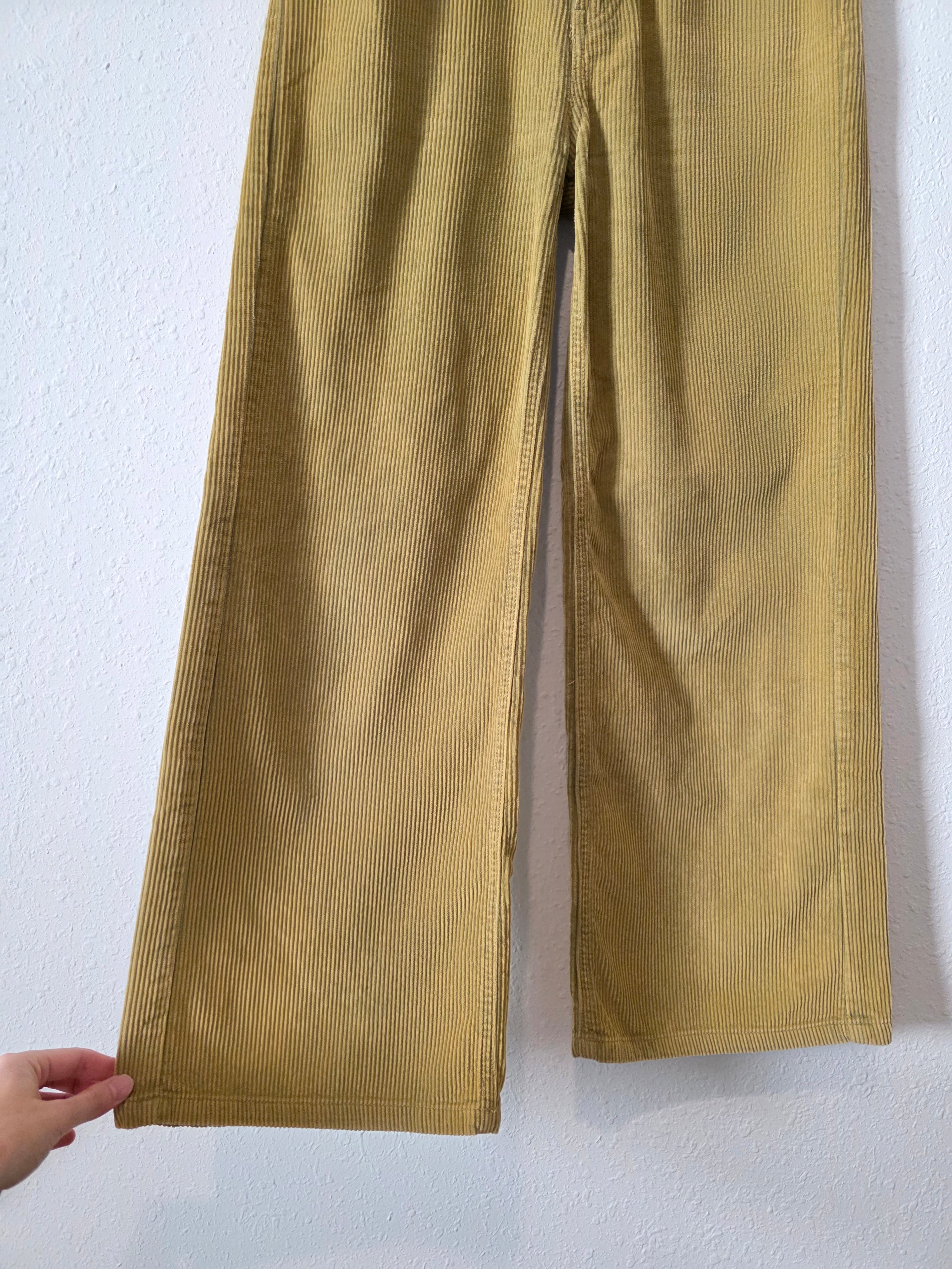 Chartreuse Wide Leg Cord Jeans (25)
